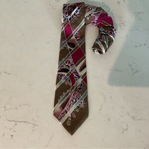 Albert Nipon Abstract Print Tie Imported Silk Hand Made. Handsome & Great colors